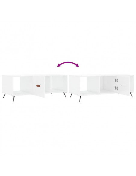 Tavolino da Salotto Bianco Lucido 102x50x40cm Legno Multistrato