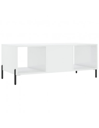 Tavolino da Salotto Bianco Lucido 102x50x40cm Legno Multistrato