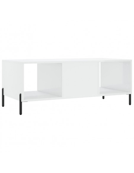 Tavolino da Salotto Bianco Lucido 102x50x40cm Legno Multistrato