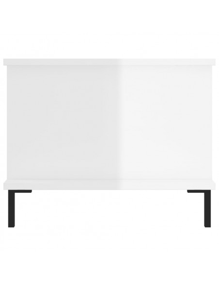 Tavolino da Salotto Bianco Lucido 90x50x40 cm Legno Multistrato