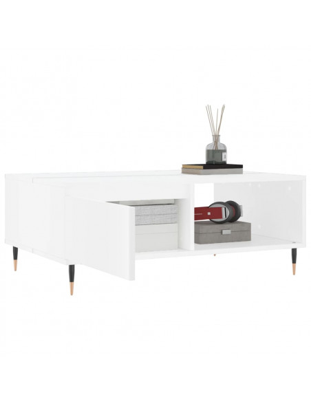 Tavolino da Salotto Bianco 90x60x35 cm in Legno Multistrato