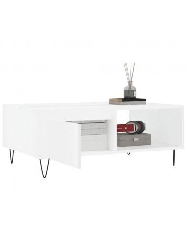 Tavolino da Salotto Bianco 90x60x35 cm in Legno Multistrato