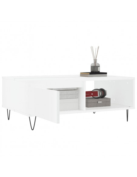 Tavolino da Salotto Bianco 90x60x35 cm in Legno Multistrato