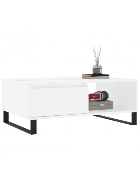 Tavolino da Salotto Bianco 90x60x35 cm in Legno Multistrato