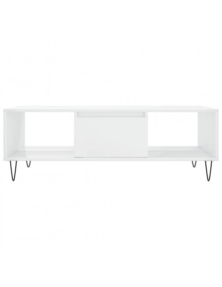Tavolino da Salotto Bianco Lucido 104x60x35cm Legno Multistrato