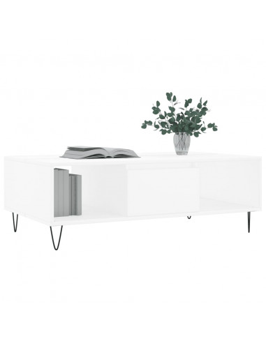 Tavolino da Salotto Bianco 104x60x35 cm in Legno Multistrato