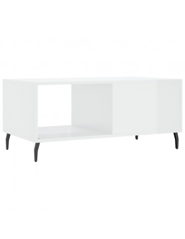 Tavolino da Salotto Bianco Lucido 90x50x40 cm Legno Multistrato