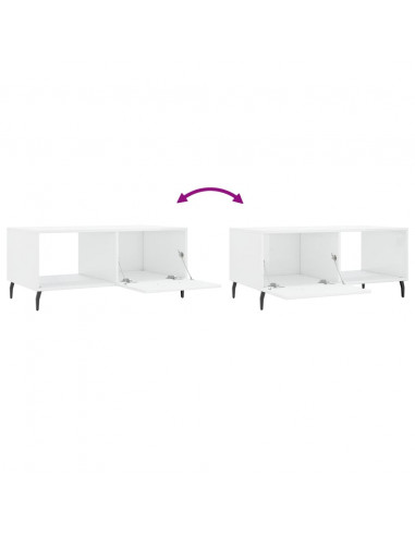 Tavolino da Salotto Bianco Lucido 90x50x40 cm Legno Multistrato