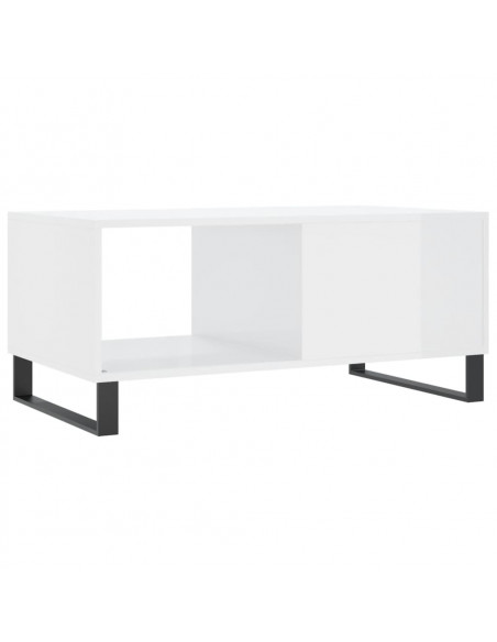 Tavolino da Salotto Bianco Lucido 90x50x40 cm Legno Multistrato