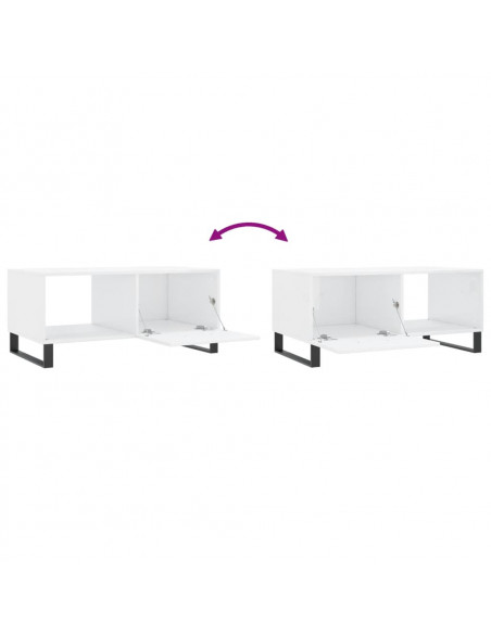 Tavolino da Salotto Bianco Lucido 90x50x40 cm Legno Multistrato