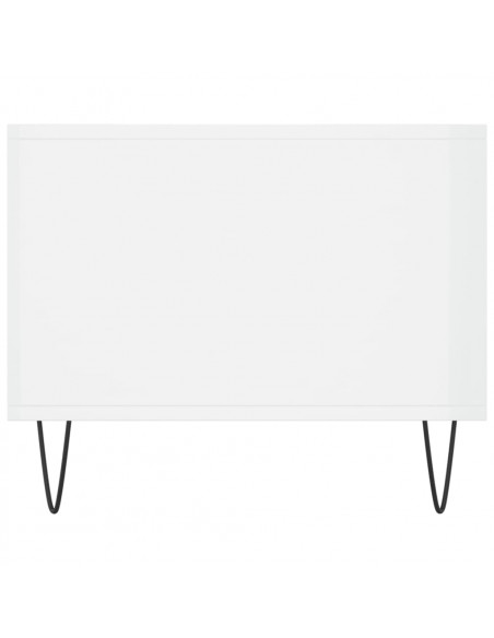 Tavolino da Salotto Bianco Lucido 90x50x40 cm Legno Multistrato
