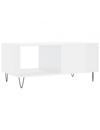 Tavolino da Salotto Bianco Lucido 90x50x40 cm Legno Multistrato
