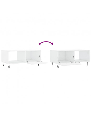 Tavolino da Salotto Bianco Lucido 90x50x40 cm Legno Multistrato