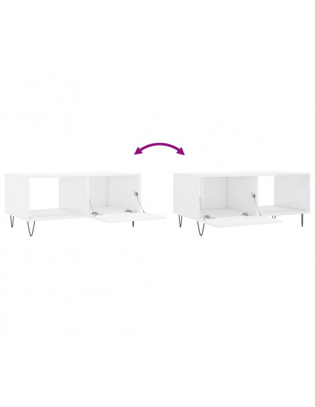 Tavolino da Salotto Bianco Lucido 90x50x40 cm Legno Multistrato
