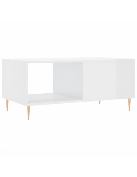 Tavolino da Salotto Bianco Lucido 90x50x40 cm Legno Multistrato