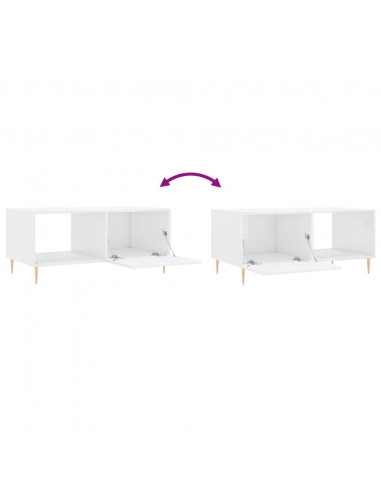 Tavolino da Salotto Bianco Lucido 90x50x40 cm Legno Multistrato