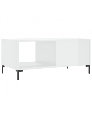 Tavolino da Salotto Bianco Lucido 90x50x40 cm Legno Multistrato