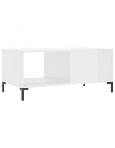 Tavolino da Salotto Bianco Lucido 90x50x40 cm Legno Multistrato