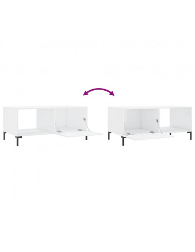 Tavolino da Salotto Bianco Lucido 90x50x40 cm Legno Multistrato