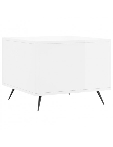 Tavolino da Salotto Bianco Lucido 50x50x40 cm Legno Multistrato