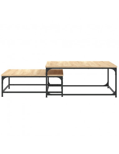 Tavolini Impilabili 2 pz Rovere Sonoma in Legno Multistrato