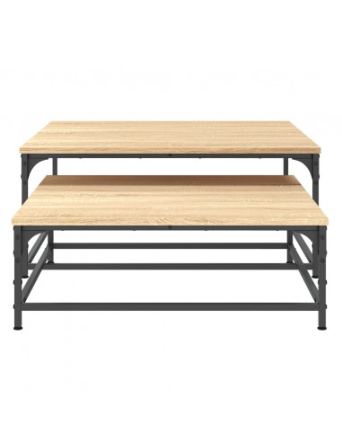 Tavolini Impilabili 2 pz Rovere Sonoma in Legno Multistrato