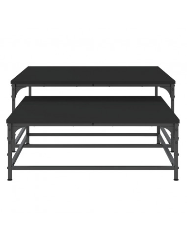 Tavolini Impilabili 2 pz Neri in Legno Multistrato