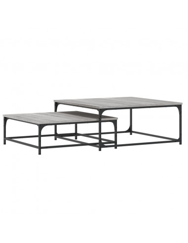 Tavolini Salotto Impilabili 2pz Grigio Sonoma Legno Multistrato