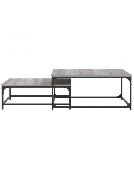 Tavolini Salotto Impilabili 2pz Grigio Sonoma Legno Multistrato