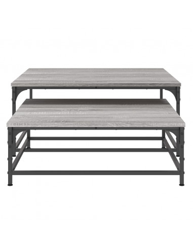 Tavolini Salotto Impilabili 2pz Grigio Sonoma Legno Multistrato