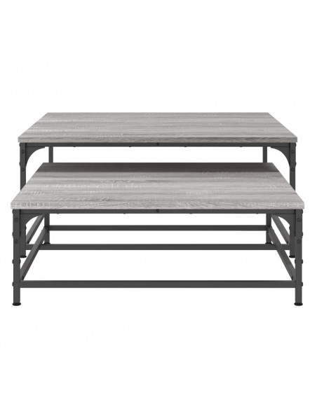 Tavolini Salotto Impilabili 2pz Grigio Sonoma Legno Multistrato