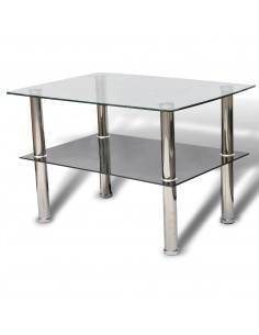 Tavolino da Caffè in Vetro con 2 Ripiani 2