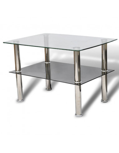 Tavolino da Caffè in Vetro con 2 Ripiani