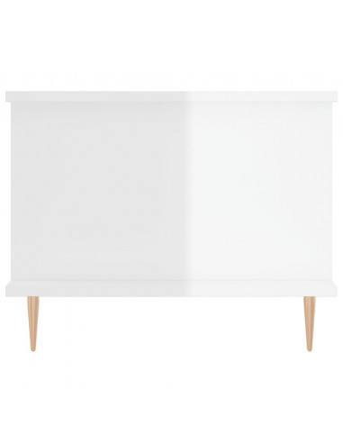 Tavolino da Salotto Bianco Lucido 90x50x40 cm Legno Multistrato