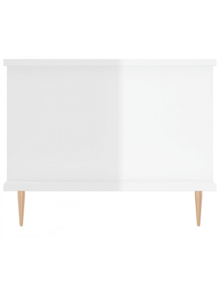 Tavolino da Salotto Bianco Lucido 90x50x40 cm Legno Multistrato