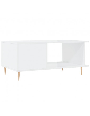 Tavolino da Salotto Bianco Lucido 90x50x40 cm Legno Multistrato