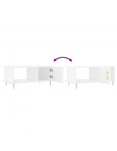 Tavolino da Salotto Bianco Lucido 90x50x40 cm Legno Multistrato