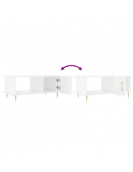 Tavolino da Salotto Bianco Lucido 90x50x40 cm Legno Multistrato
