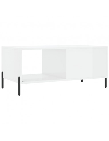 Tavolino da Salotto Bianco Lucido 90x50x40 cm Legno Multistrato