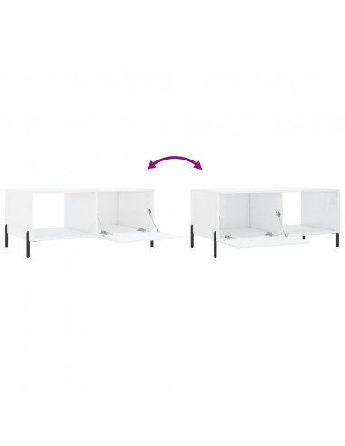 Tavolino da Salotto Bianco Lucido 90x50x40 cm Legno Multistrato