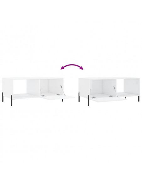 Tavolino da Salotto Bianco Lucido 90x50x40 cm Legno Multistrato