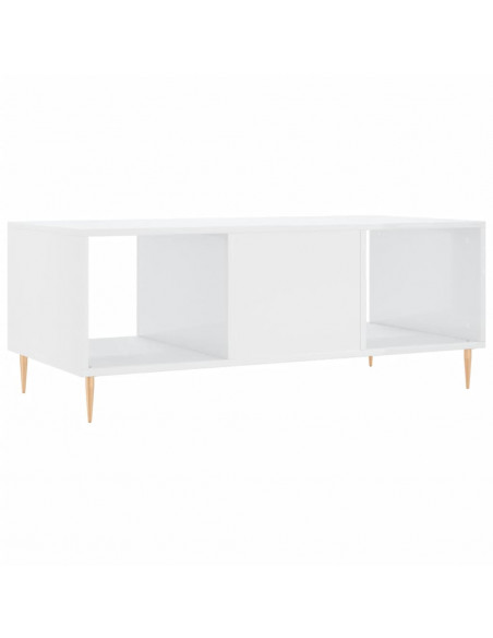 Tavolino da Salotto Bianco Lucido 102x50x40cm Legno Multistrato