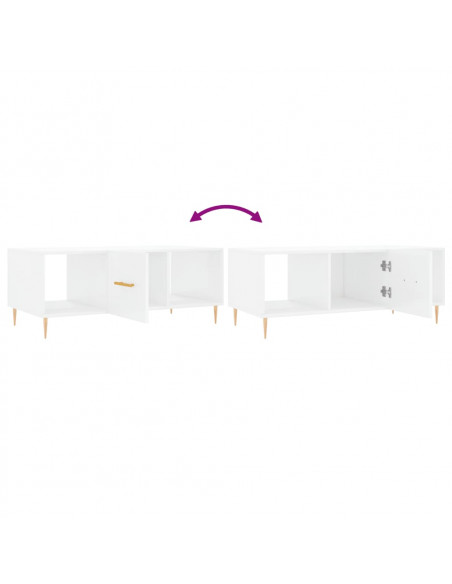 Tavolino da Salotto Bianco Lucido 102x50x40cm Legno Multistrato