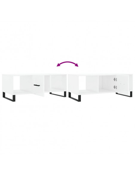 Tavolino da Salotto Bianco Lucido 102x50x40cm Legno Multistrato
