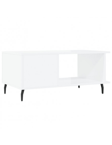Tavolino da Salotto Bianco Lucido 90x50x40 cm Legno Multistrato
