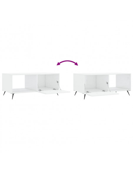 Tavolino da Salotto Bianco Lucido 90x50x40 cm Legno Multistrato