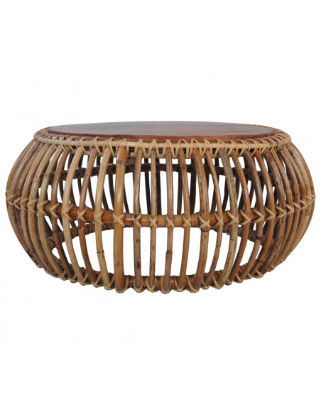Tavolini da Salotto 2 pz in Rattan Naturale