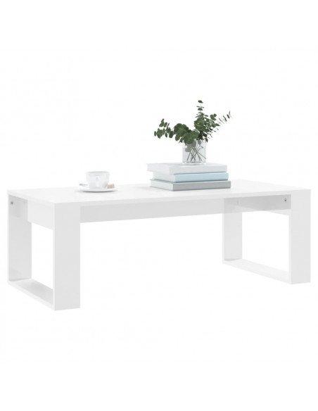Tavolino da Salotto Bianco Lucido 102x50x35cm Legno Multistrato