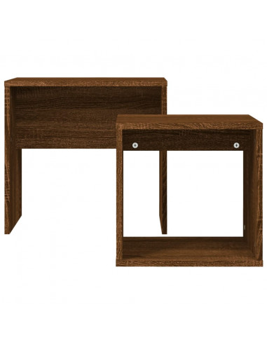 Tavolini Impilabili 2 pz Rovere Marrone in Legno Multistrato