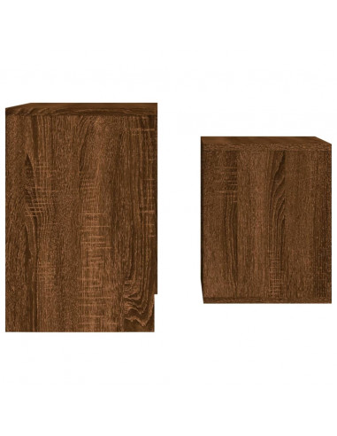 Tavolini Impilabili 2 pz Rovere Marrone in Legno Multistrato